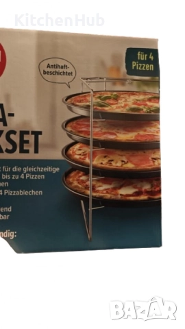 Комплект за печене на пица с хромирана метална стойка, снимка 3 - Съдове за готвене - 52135732