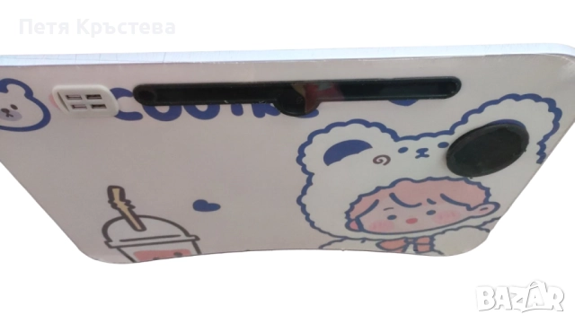 Детска масичка с място за чаша и. С 4 USB порта , вентилатор и LED лампа! МЯСТО ЗА ТАБЛЕТ ИЛИ ТЕЛЕФО, снимка 4 - Мебели за детската стая - 52417456