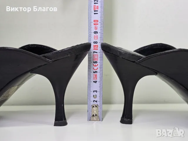 Дамски чехли със среден ток - Естествена кожа, снимка 10 - Дамски обувки на ток - 49879873