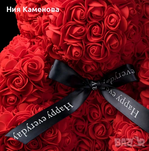 Плюшено мече с LED рози - подарък за мама, момиче, баба - комплект вечни рози 25 см, снимка 4 - Подаръци за жени - 53015436