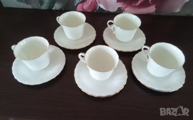 Комплект 5 бр чаши за кафе костен порцелан, снимка 2 - Антикварни и старинни предмети - 51326802