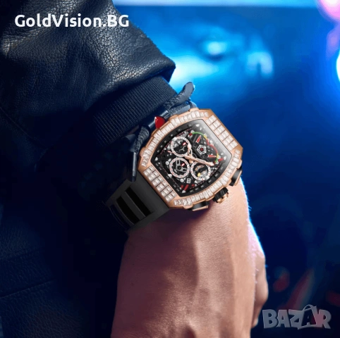 ONOLA 6827D – Black Gold – луксозен мъжки механичен часовник, снимка 4 - Мъжки - 54247536