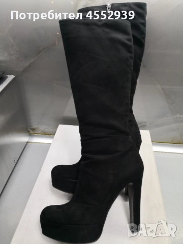 Велурени ботуши на ток и платформа , снимка 6 - Дамски ботуши - 52958069