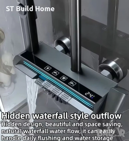 🌟 Цифров душ комплект с LED дисплей и амбиентно осветление – STBuildHome 🌟, снимка 6 - Душове - 53623296