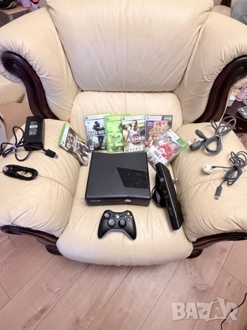 Xbox 360 S + Kinect | Пълен комплект + игри | Работи отлично