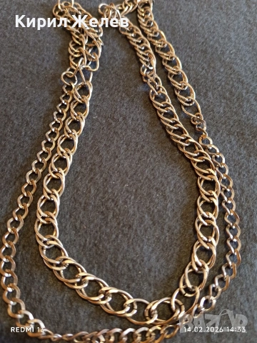 Метално колие двоина плетка стилен дизайн перфектно състояние 51806, снимка 5 - Колиета, медальони, синджири - 53475598