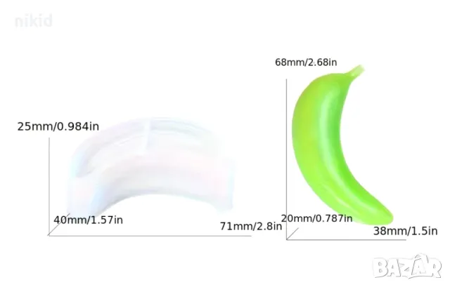 3D банан голям силиконов молд форма калъп фондан шоколад гипс свещ, снимка 2 - Форми - 47710050