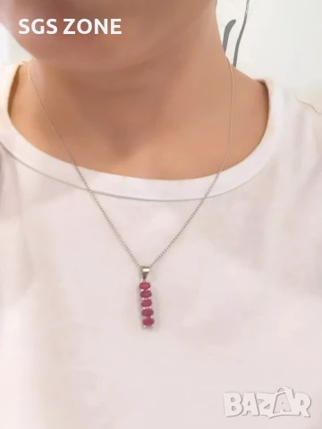 СРЕБЪРНА ВИСУЛКА РУБИН, САПФИРИ, ИЗУМРАДИ., снимка 3 - Колиета, медальони, синджири - 51149676