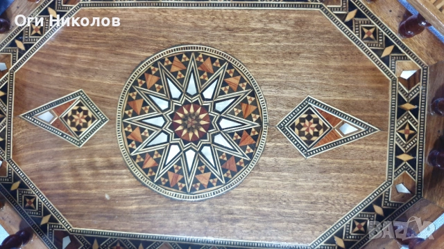 Старинен поднос с борд и невероятно богата интарзия, снимка 6 - Антикварни и старинни предмети - 52791999