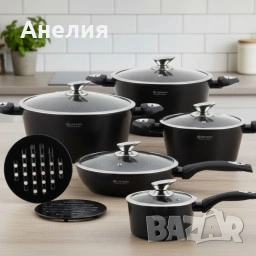 Комплект от 12 части - тенджери, тиган и подложки Edenberg EB-5613, снимка 4 - Съдове за готвене - 53777661