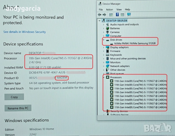 Dell XPS 9305/Intel Core i7-1165G7/Intel Iris Xe/8GB RAM/512GB SSD NVMe/13.3 Full HD IPS, снимка 10 - Лаптопи за работа - 51767765