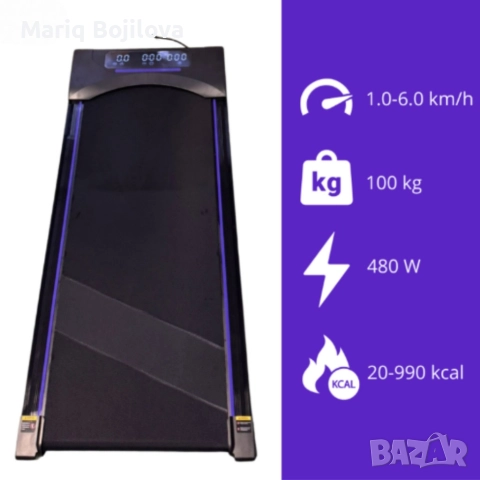 Компактна пътека за бягане с дистанционно – Тиха, тънка и идеална за дом и офис, снимка 7 - Фитнес уреди - 52777958