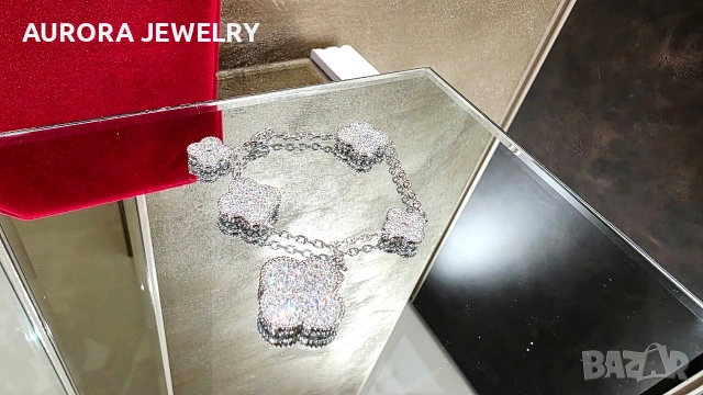 Van Cleef & Arpels VCA Silver Diamond Magic Alhambra Дамска Гривна, снимка 6 - Гривни - 53243205