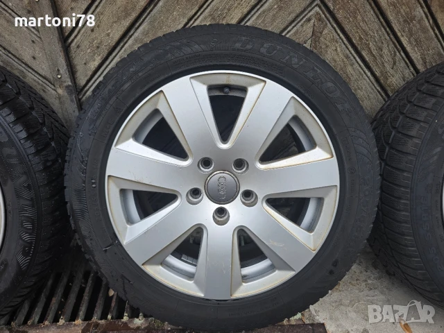 4бр. оригинални алуминиеви джанти 5х112 за Ауди А6, 16 цола със зимни гуми., снимка 4 - Гуми и джанти - 51082372