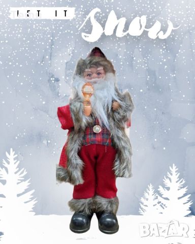 Декоративен музикален Дядо Коледа със светеща факла, на батерии. Височина: 40см. 🔔 Уникална декораци, снимка 2 - Декорация за дома - 45783505