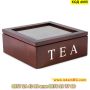 Кутия за чай с 9 отделения в цвят венге - КОД 4095, снимка 3