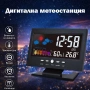 Електронна метеостанция с LED часовник дигитален термометър влагомер гласов контрол на батерии, снимка 1