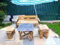 Комплект дървени градински маси и столове , снимка 1 - Градински мебели, декорация  - 45958633