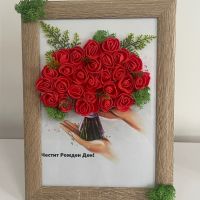 Рамка със 3D цветя , снимка 1 - Декорация за дома - 45169707