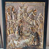 Сребърна икона"Раждането на Христос "сребро 950, снимка 2 - Икони - 44970917