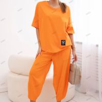Дамски памучен комплект блуза + панталон, 3цвята , снимка 2 - Комплекти - 45657860
