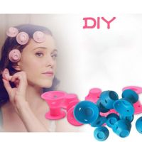 Комплект от 10 броя силиконови ролки за коса в розов или син цвят, снимка 9 - Други - 45536318