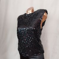 Primark L Черна блуза със черни пайети , снимка 7 - Корсети, бюстиета, топове - 45168559