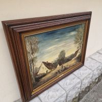 Прекрасна антикварна белгийска картина масло върху платно , снимка 3 - Антикварни и старинни предмети - 45405259