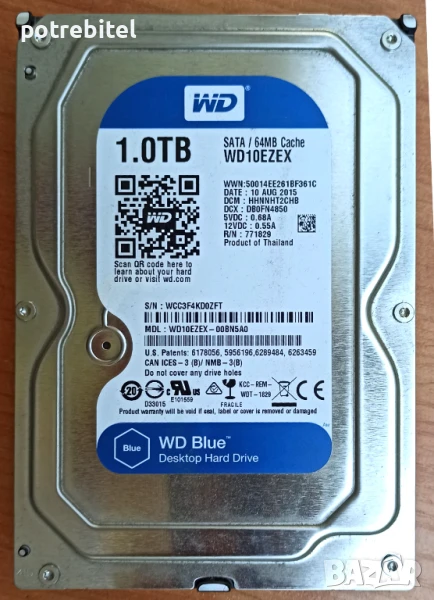 Хард диск 1TB WD Blue WD10EZEX, снимка 1