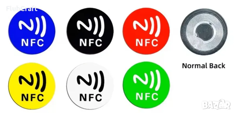 NFC стикери Ntag215 13.56MHz, презаписваеми, самозалепващи се, снимка 1