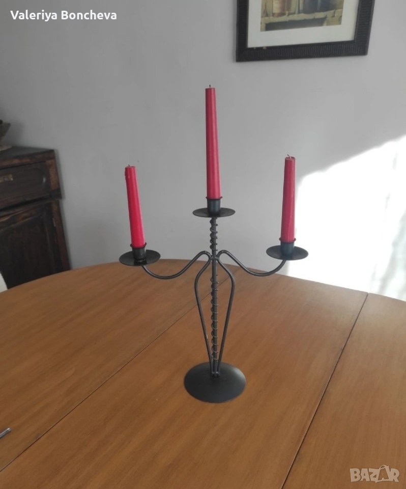Черен метален свещник , снимка 1
