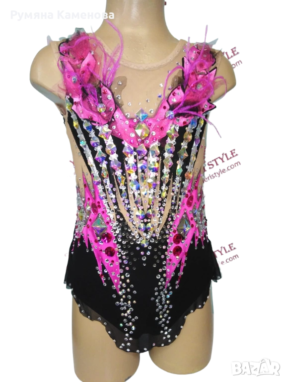Ефектно черно - розово трико за художестнвена гимнастика, снимка 1