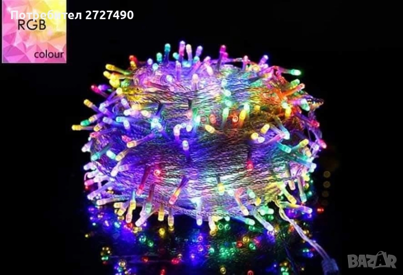 Коледни LED лапмичики тип верига. 10м, снимка 1