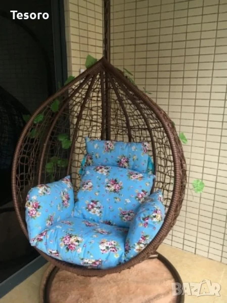 Градинска люлка от PVC ратан с метална конструкция, снимка 1
