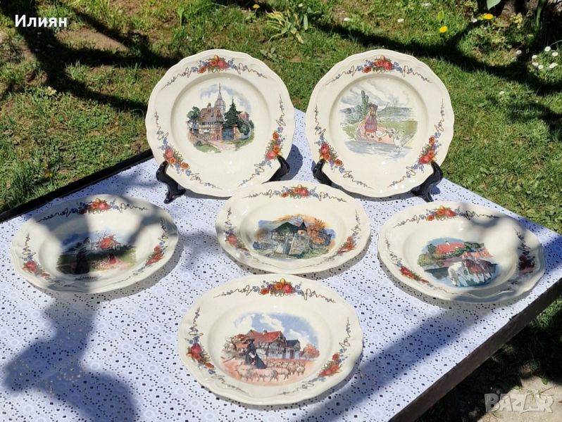 6 изключително красиви чинии ,всяка от които с различни сцени от селския живот в Франция на, снимка 1