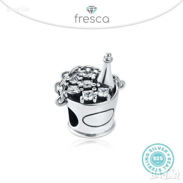 Талисман Fresca по модел тип Пандора S925 Pandora Champagne in Ice Bucket. Колекция AmélieBottle, снимка 1