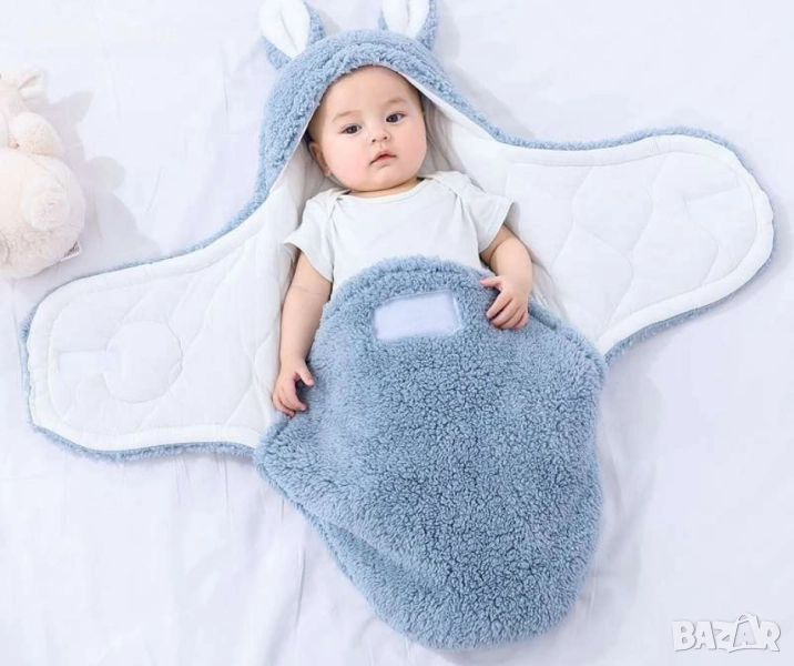 Бебешко одеяло – спален чувал мече 3в1 | Топло, пухкаво и удобно (0–6 месеца), снимка 1