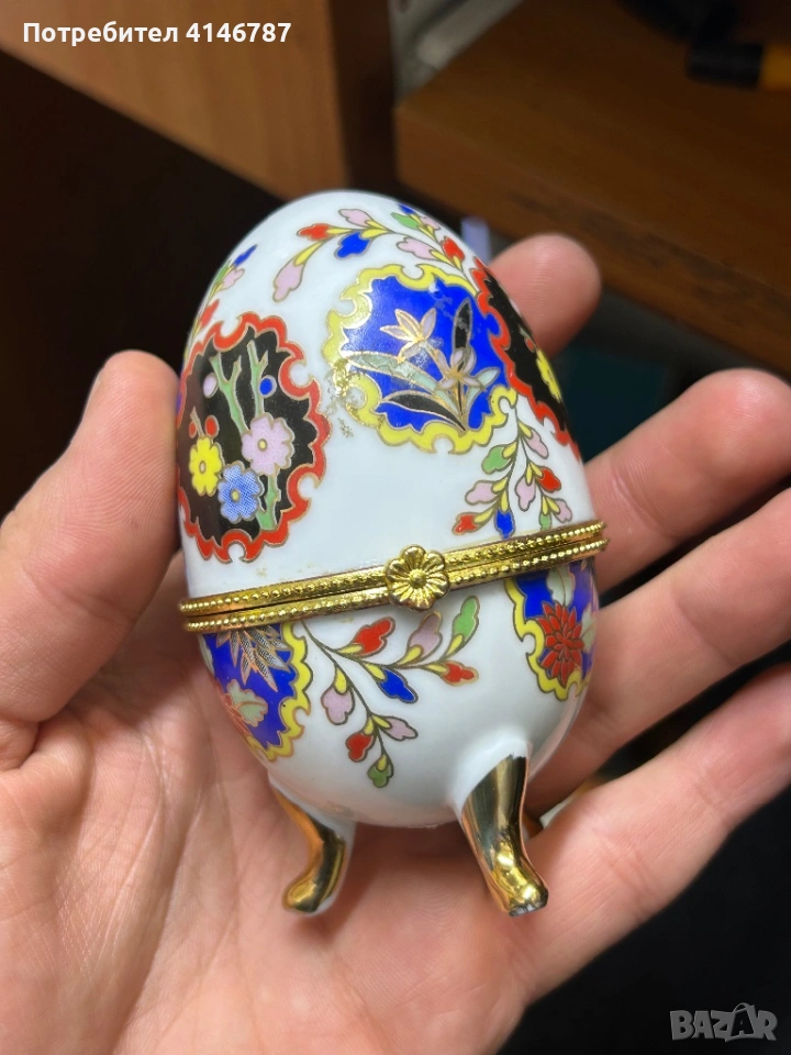Ръчно рисувано порцеланово яйце – декоративна кутия, снимка 1