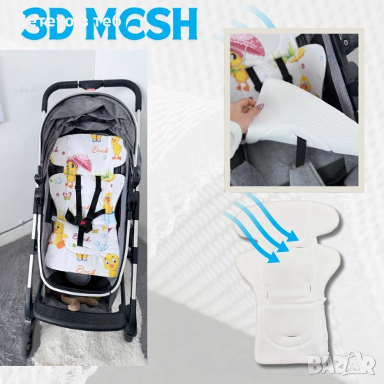 Постелка против изпотяване с уши 3д меш Пате яки, снимка 1