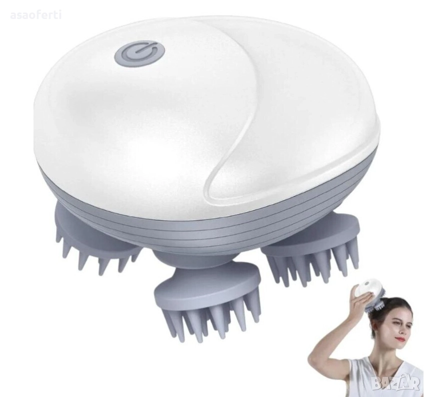 Умен Масажор за Скалп (Бял) - 3D Релакс, Стимул. Растеж и Нагряване!, снимка 1