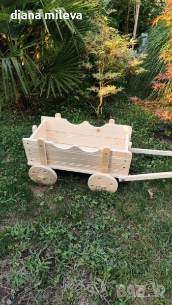 Дървена Каручка за градината!!, снимка 1