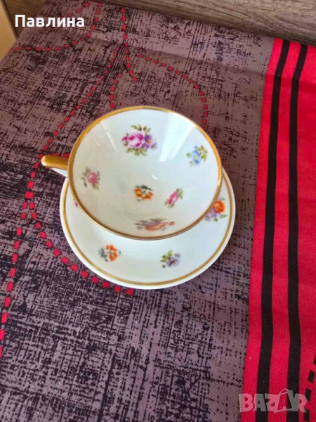 Малка порцеланова винтидж чаша и подложна чиния, снимка 1