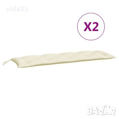 vidaXL Възглавници за градински пейки 2 бр Кремавобял 150x50x7 см плат(SKU:315018, снимка 1