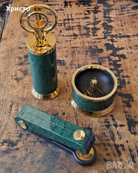 нож и ножица комплект Лерхе Lerche Солинген Solingen с 24 карата златно покритие и китайски лак, снимка 1