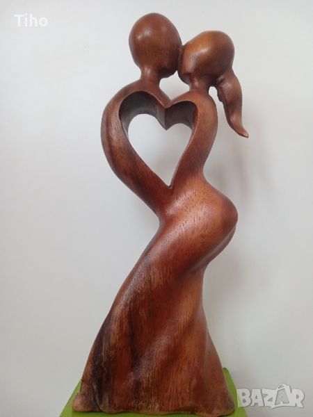 дървена статуетка влюбени, снимка 1