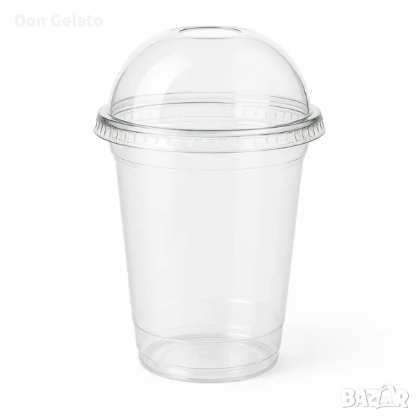 Пластмасова чаша бомбе с капак + дупка 500 мл. за фрапе, шейкове и скрежина, снимка 1