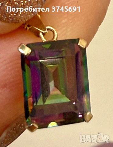 Златни обеци и медальон с мистичен топаз, снимка 5 - Обеци - 53019157