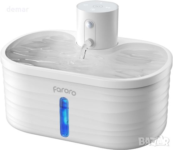 Faroro Котешки фонтан за пиене, 2,5 л, със сензор за движение, с 5000 mAh батерия, без BPA, бял, снимка 1 - За котки - 45995630