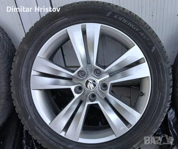 Оригинални джанти за SKODA с всесезонни гуми 18", снимка 2 - Гуми и джанти - 48419563