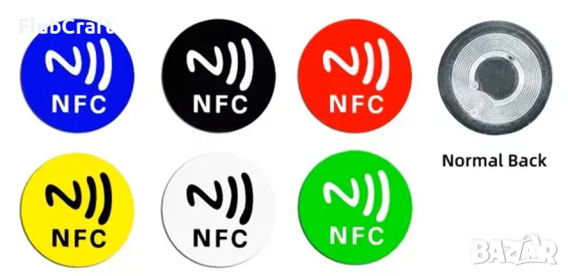 NFC стикери Ntag215 13.56MHz, презаписваеми, самозалепващи се, снимка 1 - Друга електроника - 48936995